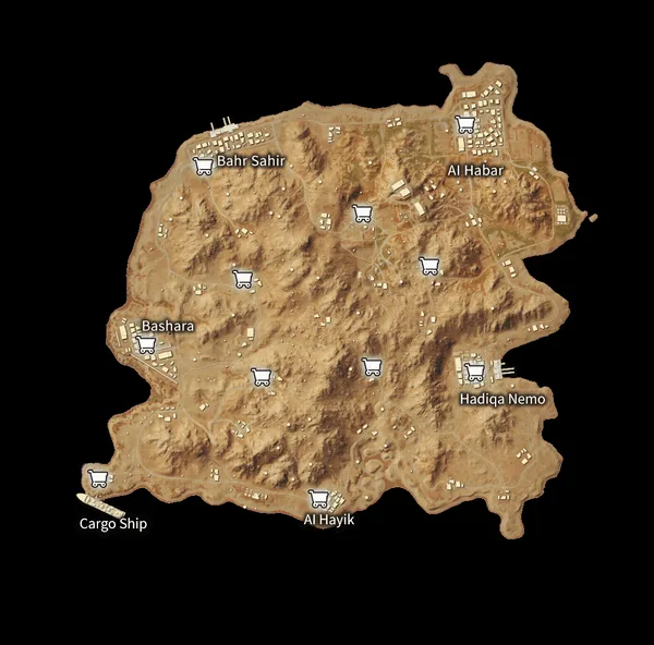 Peta Karakin PUBG Mobile dengan nama lokasi