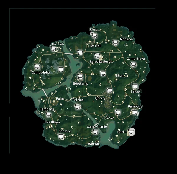 Peta Sanhok PUBG Mobile dengan nama lokasi